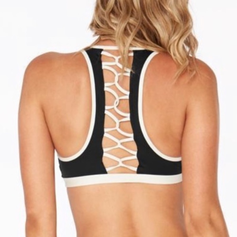 L*Space Skylar Black Racerback Bikini Top SZ L NWOT